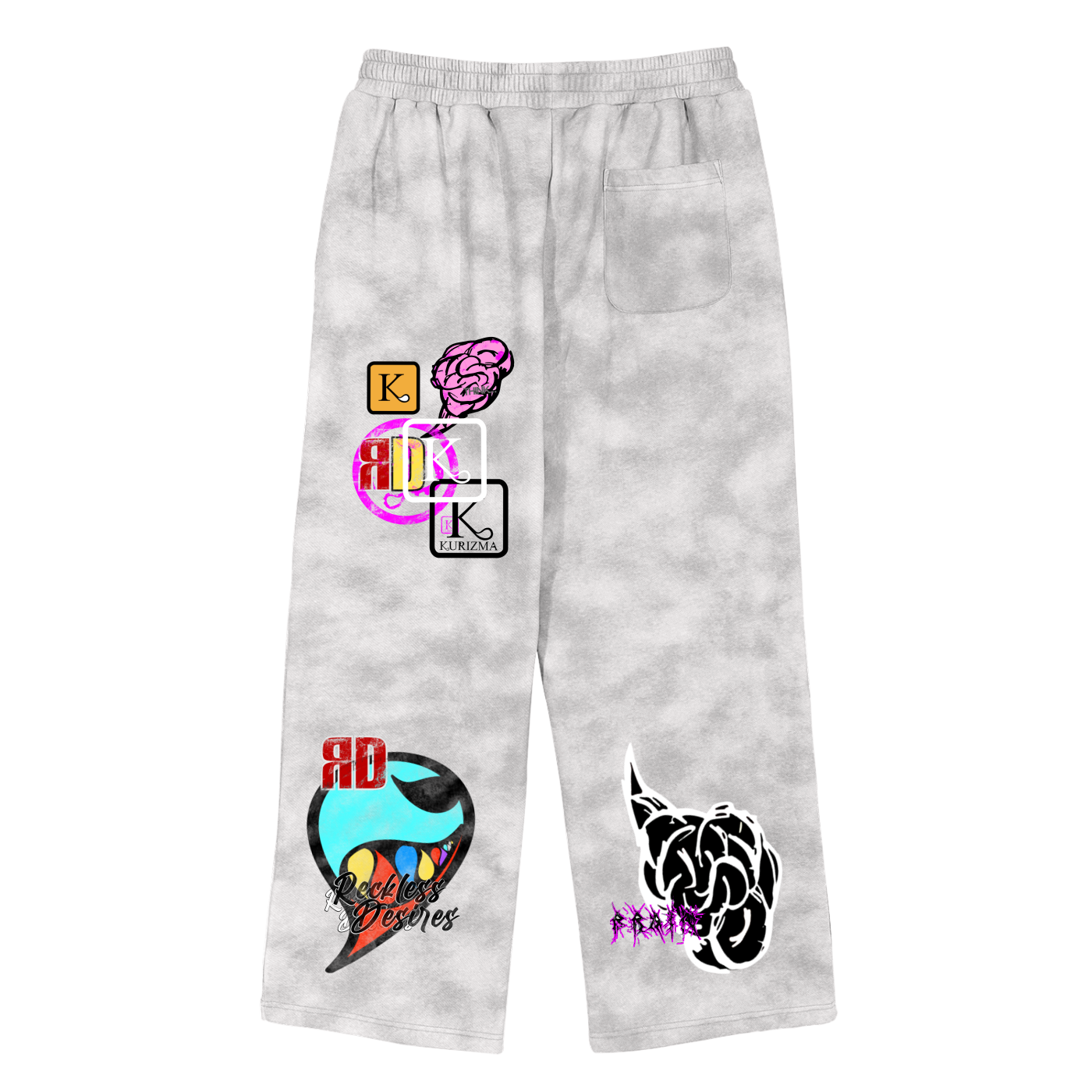 Kurizma x reckless desires printed patchwork sweats